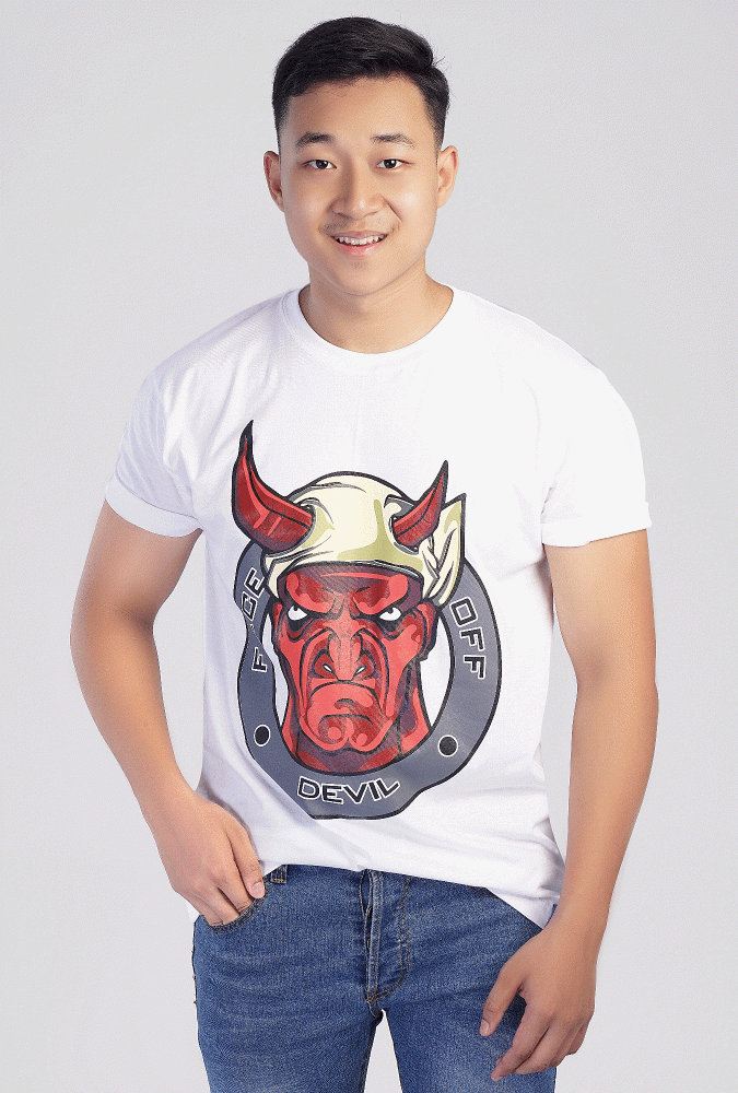 Devil Design Printed T-shirt(White)